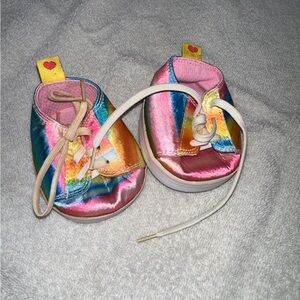 BABW Rainbow 🌈 Metallic Shiny Lace Up Sneakers Build A Bear Retired Shoes HTF